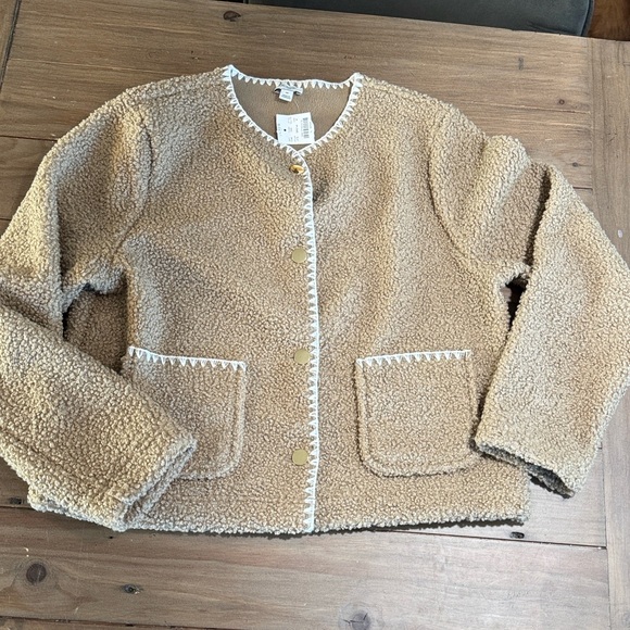 J. Crew Women's Sherpa Tan Teddy Jacket - Picture 3 of 9